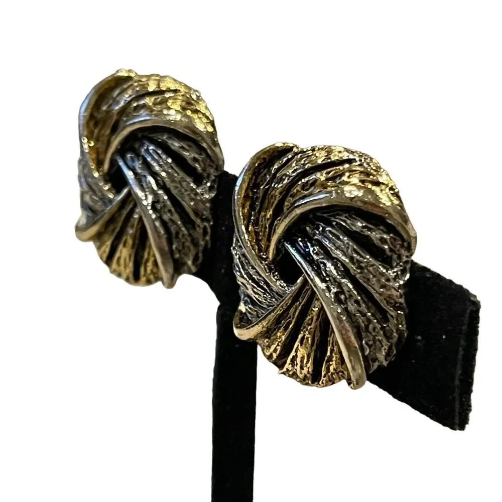 Vintage Signed ART Arthur Pepper Mixed Metal Love Knot Clip On Earrings MCM